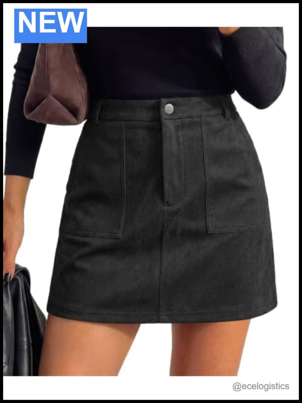 Suede Mini Skirt with Built-in Shorts High Waist Pencil Skirt for Women